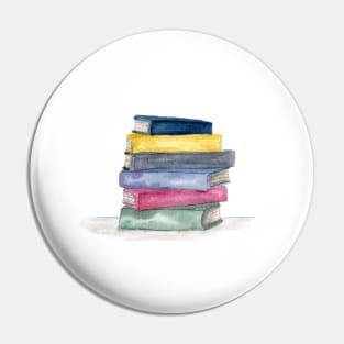 Watercolor Stack of Books Pin