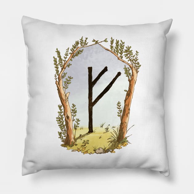 rune fehu - magical symbol Pillow by Karolina Studena-art