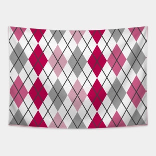 Argyle Magenta Dusty Pink Red Grey Plum Black Punk Rock Retro Tapestry