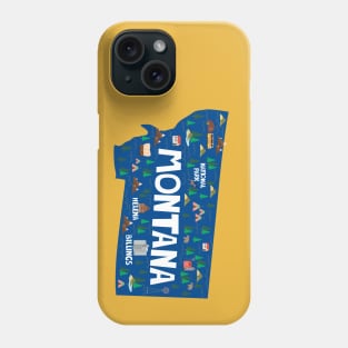 Montana State USA Illustrated Map Phone Case