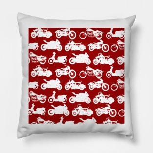 Motorcycle Collection Dark Red Background Pillow