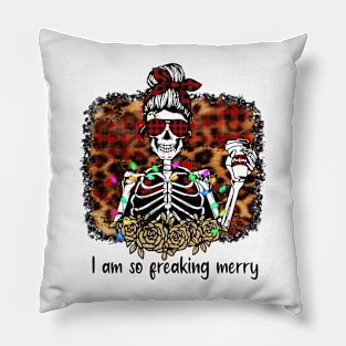 I'm So Freaking Merry, Christmas Skeleton Pillow