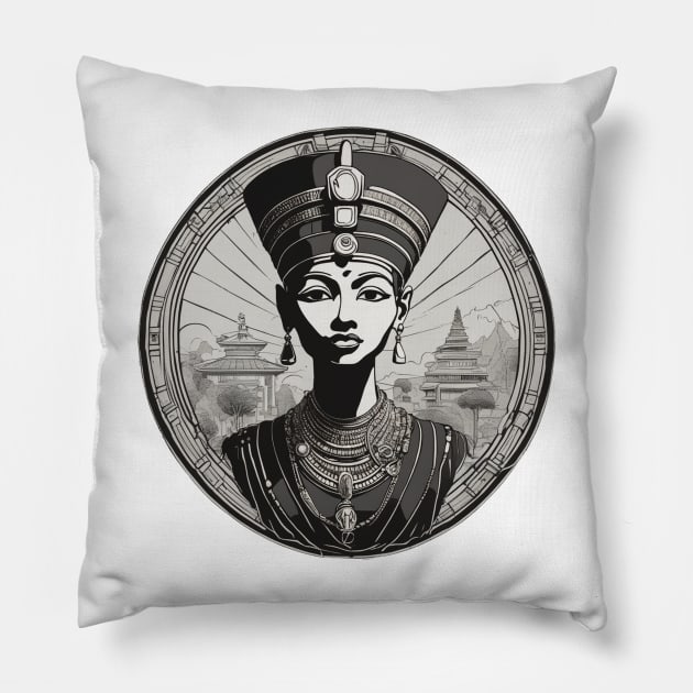 Queen Nefertiti Pillow by PlushFutura