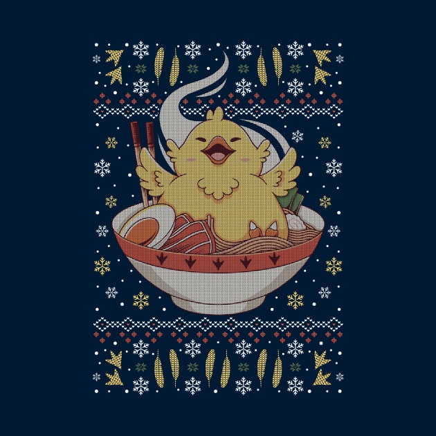 Fat Chocobo Ramen Christmas by Alundrart