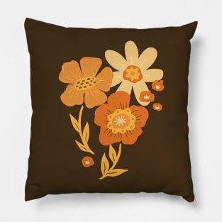 Groovy 60s Floral Party - Bronze Pillow