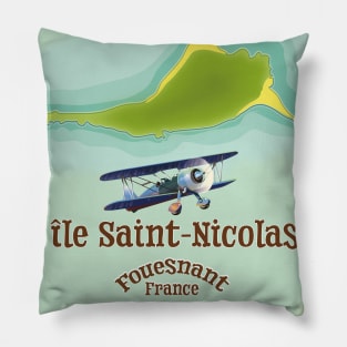 île Saint-Nicolas Fouesnant France map. Pillow