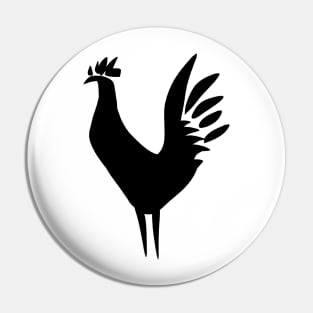 Black Rooster Tribal Chicken Pin