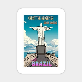 Christ The Redeemer Retro Travel Poster Magnet