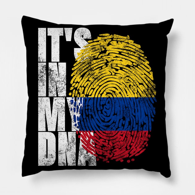 It's In My DNA Colombian Gifts Proud Hispanic Colombia Flag Pillow by Smoothbeats