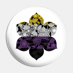 Flight Over Flowers of Fantasy - Nonbinary Pride Flag Pin