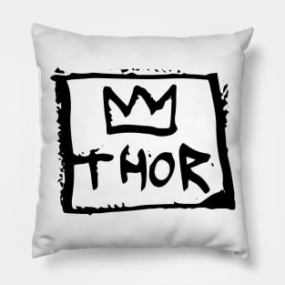 Thor Crown Doodle Black Pillow