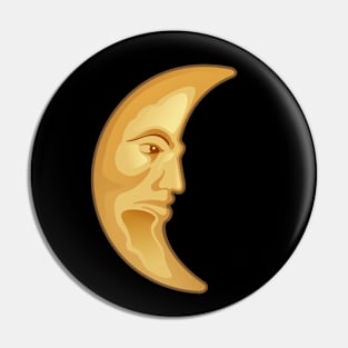 Moon with man Face Pin