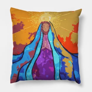 Virgin Mary Stained glass with Digital Effect Pillow