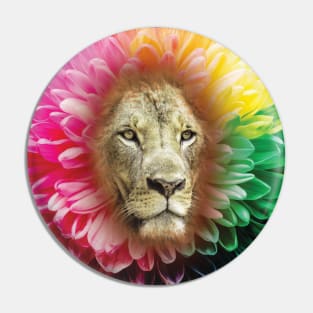 Lion With Flowers Pin
