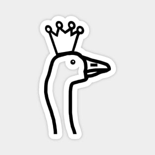 Portrait of a Cute Goose Wearing a Crown Outline Magnet