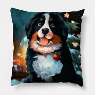 Cute Bernese Mountain Dog Drawing Pillow