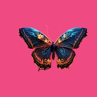 Neon Butterfly Design T-Shirt