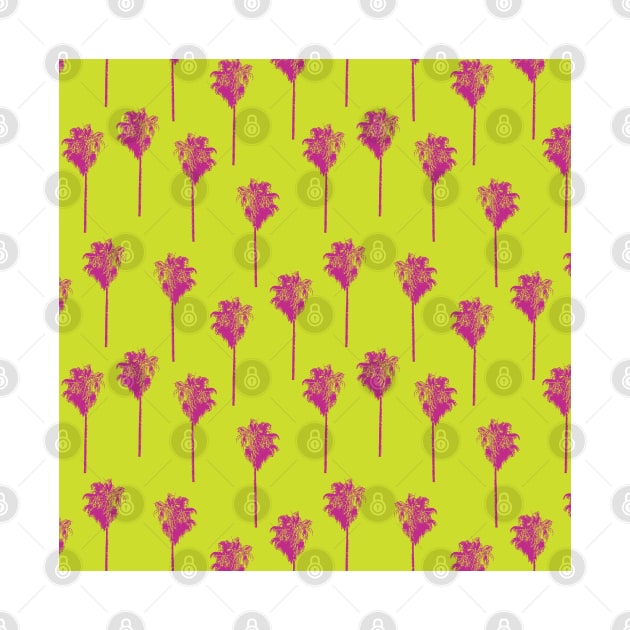 Vintage palm trees pink on lime green by Sandra Hutter Designs