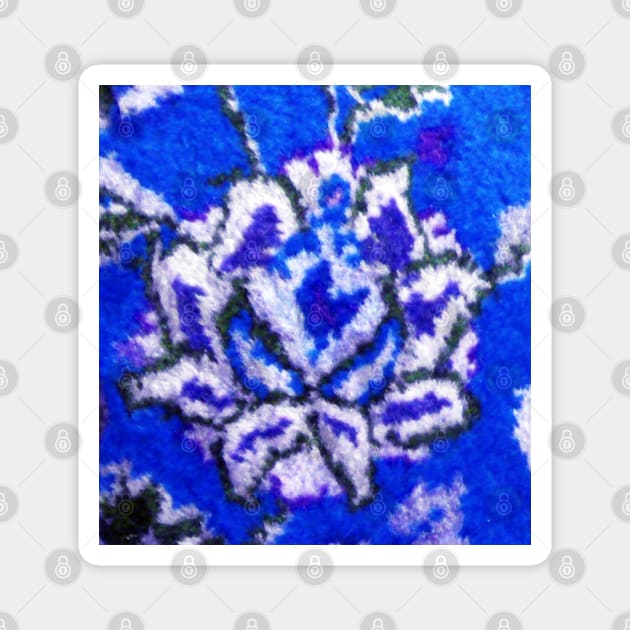 blue flower, flower design, floral designs, minimal art, abstract art, floral pattern, antique rug photo , For custom orders please DM me. Magnet by Hadigheh-art