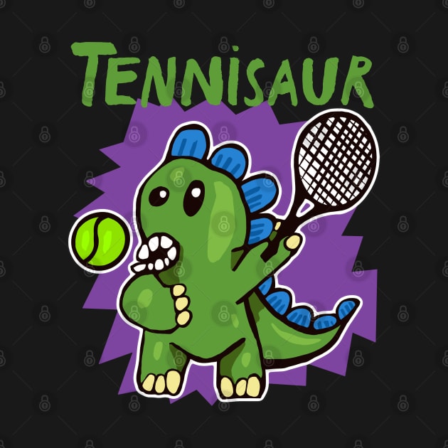 Tennisaur - Dinosaur Playing Tennis by wildjellybeans