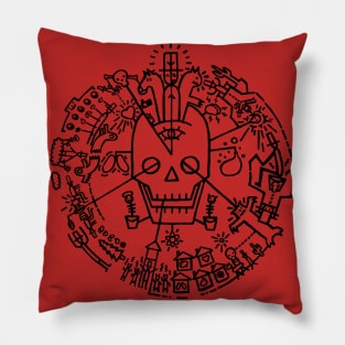 Cardboard Cowboy Resurrection Hieroglyph Black Pillow