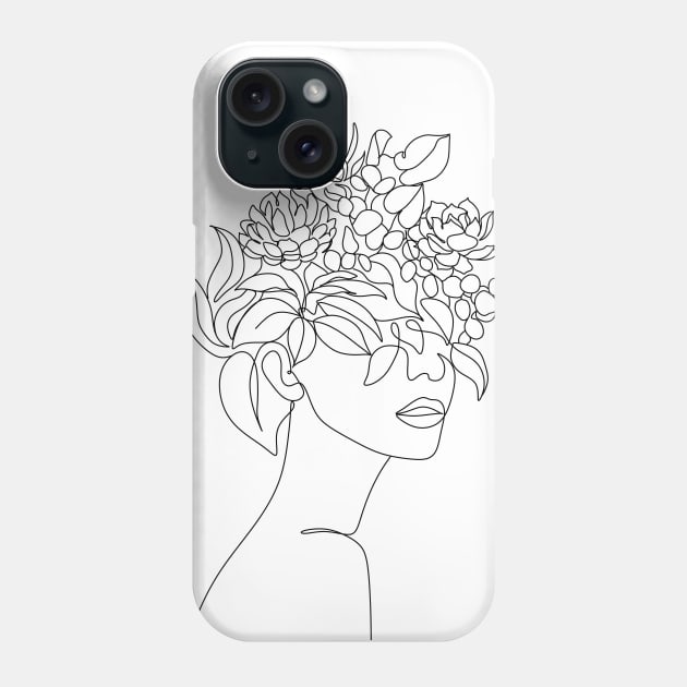 Plant Head Woman Phone Case by OneLinePrint