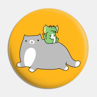 Blue Cat and Green Dilophosaurus Pin