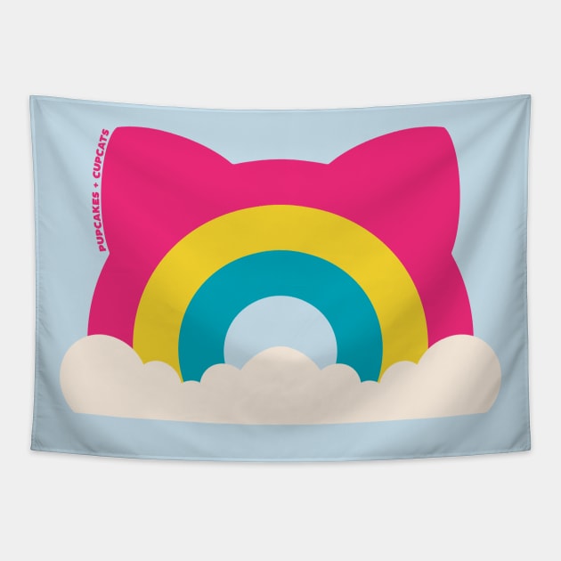 Pan Pride Cat Ear Rainbow Tapestry by Pupcakes and Cupcats