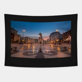 Skopje, North Macedonia at night Tapestry