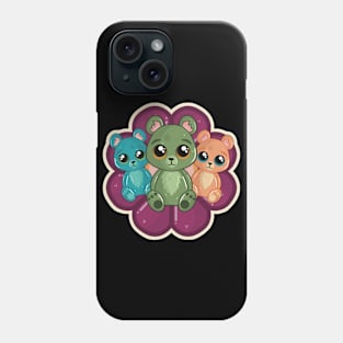 Three Cute Bears on a Flower Phone Case