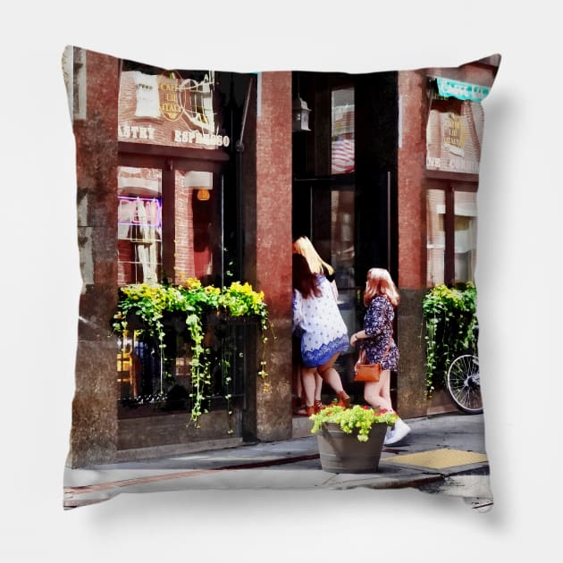 Boston MA - Cafe in Little Italy Pillow by SusanSavad