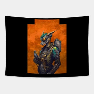 Cute Retro Dragon Tinker Master Zithram with Background Version 2 Tapestry