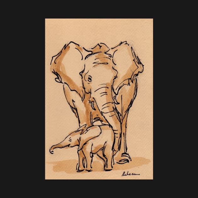 Little One: Mama & Baby Elephant Watercolor Painting #10 by tranquilwaters