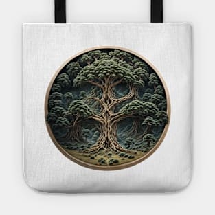 Isometric Vintage Geometric Since Established Retro Forest Wood Tote