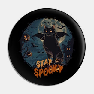 Black Vamp Cat Stay Spooky Pin