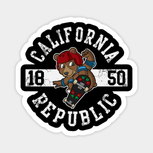 California Republic Bear Skater Skateboard Magnet