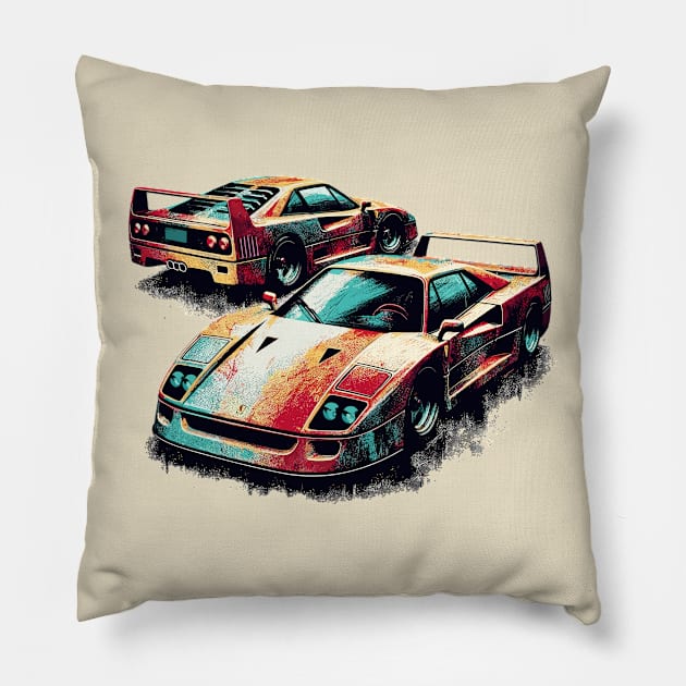 Ferrari F40 Pillow by Vehicles-Art