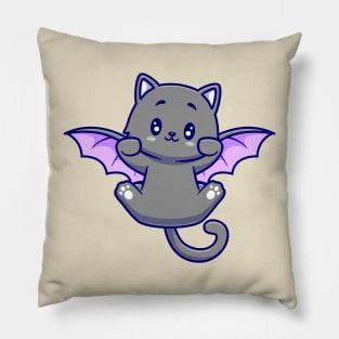 Cute Cat Bat Flying Cartoon Pillow