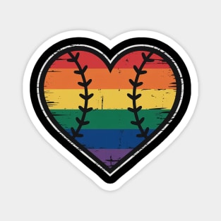 Baseball Heart Sport LGBTQ Rainbow Flag Gay Pride Ally Magnet