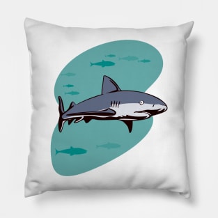 Grey Reef Shark Side View Retro Pillow