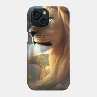 Awesome lion in the sunset Phone Case