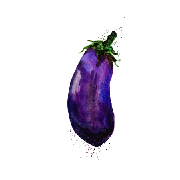 Eggplant Aubergine Watercolor by ZeichenbloQ