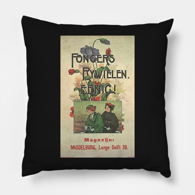 Fongers Rywielen - Vintage Bicycle Poster from 1915 Pillow by coolville