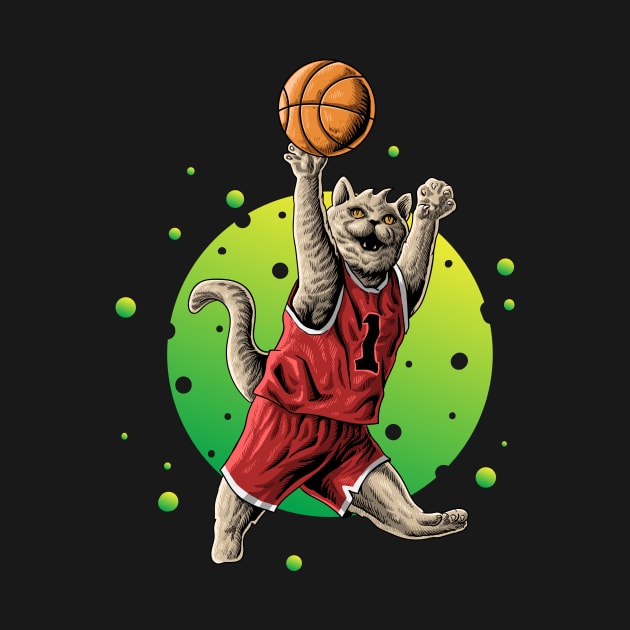 cat playing basketball by bondan_marshall