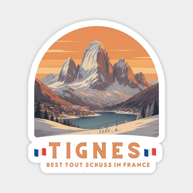 Val d'Isère Tout Schuss French Alps Skiing Holiday Magnet by Art2Wear