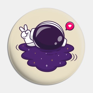 Cute Astronaut Drowning in Space Cartoon Pin