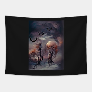 HALLOWEEN BATS ON COLD NIGHT Tapestry