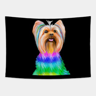 Yorkshire Terrier Dog Rainbow Painting Tapestry