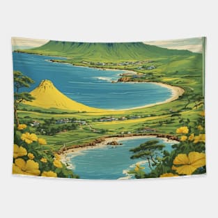 Jeju South Korea Travel Tourism Retro Vintage Tapestry