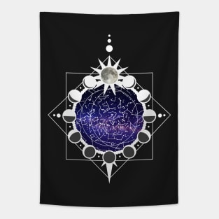 Constellations and Lunar Phases Tapestry